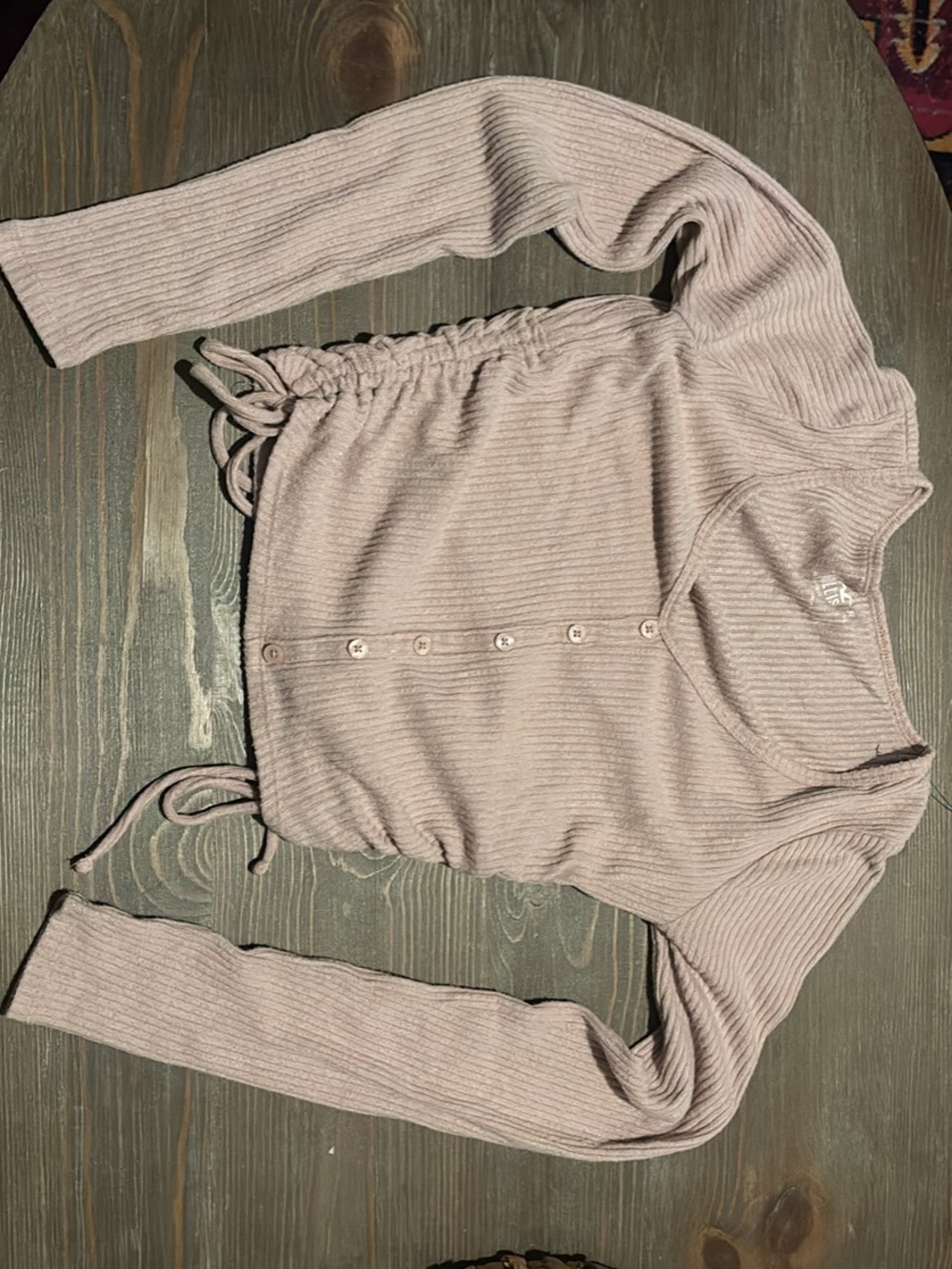Hollister Dusty Pink Ribbed Button-Down Long Sleeve Top